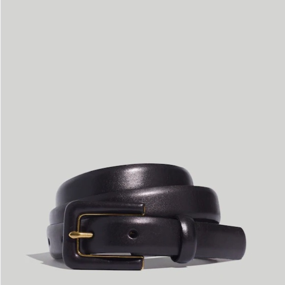 Madewell Black Leather Covered Buckle Belt